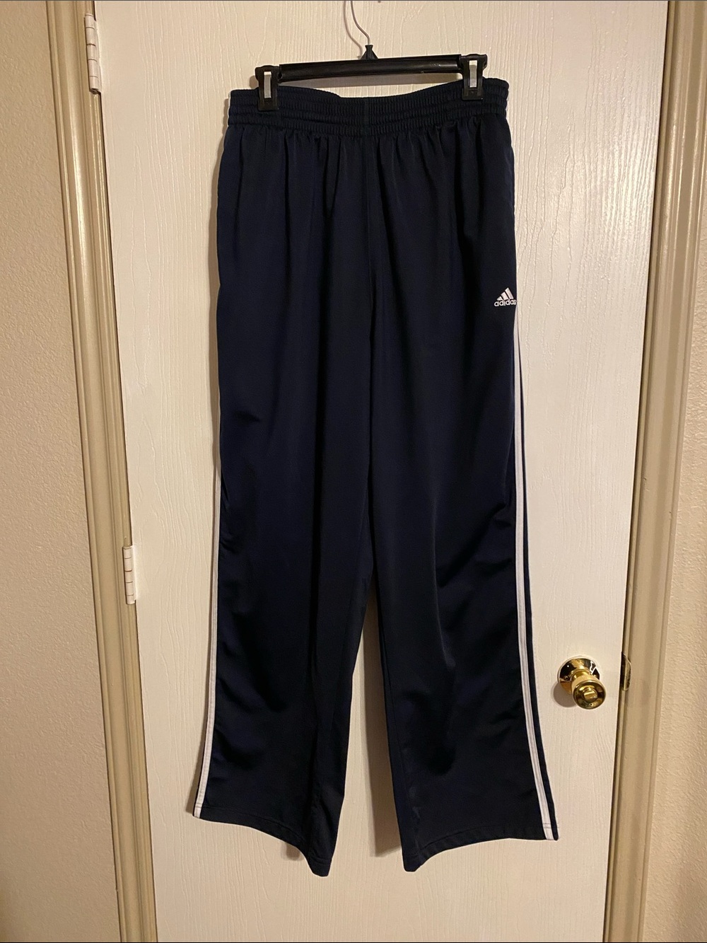 adidas Navy Track Pants with White Three-Stripes